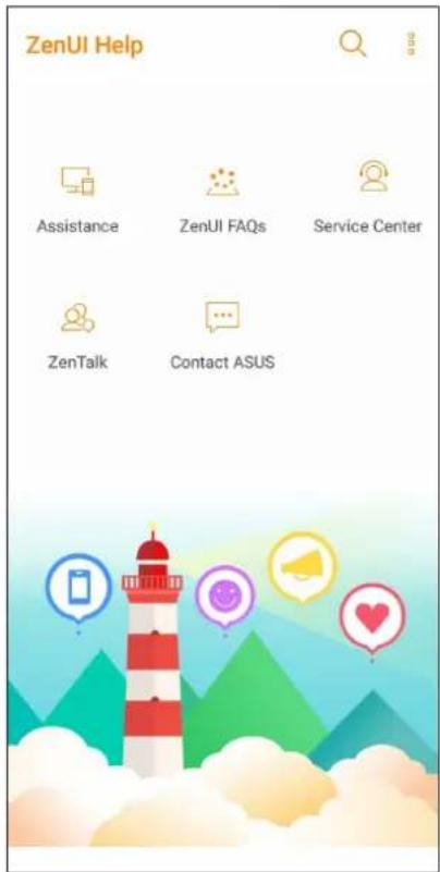 ZenUI Help Assistance ZenUI FAQs Service Center ZenTalk Contact ASUS