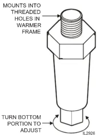 MOUNTS INTO THREADED Holes IN WARMER FRAME TURN BOTTOM PORTION TO ADJUST IL2926