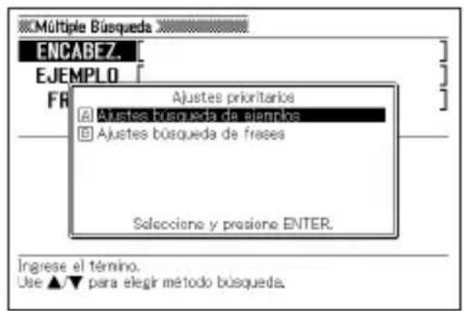 CASIO EW-S3000 - Cómo especificar la secuencia de visualización de diccionarios para las listas de resultados - 1