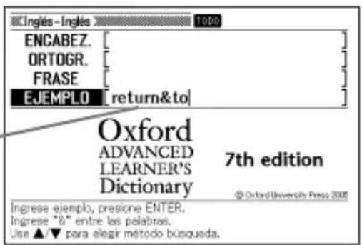 CASIO EW-S3000 - Ingrese las palabras en inglés que deberían incluirse en los ejemplos. - 1