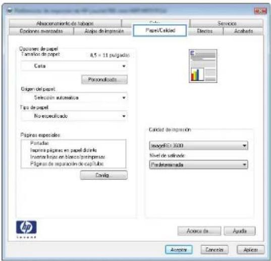 HP Color LaserJet Enterprise MFP M775 - Selección del tipo de papel (Windows) - 2