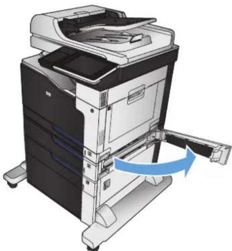 HP Color LaserJet Enterprise MFP M775 - Eliminación de atascos en el alimentador para 1 x 500 hojas o en el alimentador para 1 x 500 hojas con gabinete - 1