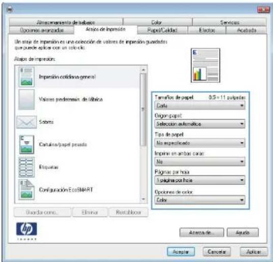 HP Color LaserJet Enterprise MFP M775 - Creación de atajos de impresión (Windows) - 4