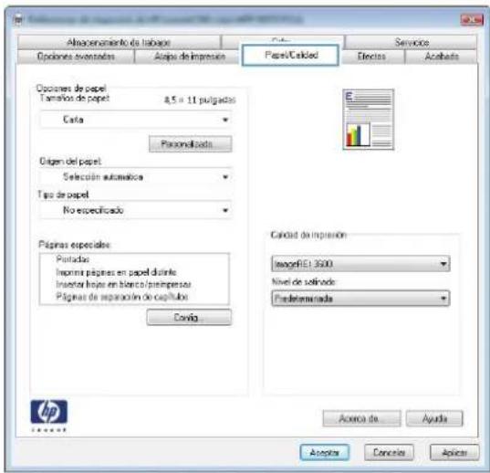HP Color LaserJet Enterprise MFP M775 - Impresión de la primera o la última página en un papel diferente (Windows) - 2