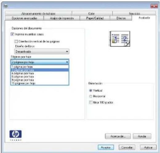 HP Color LaserJet Enterprise MFP M775 - Impresión de varias páginas por hoja (Windows) - 3