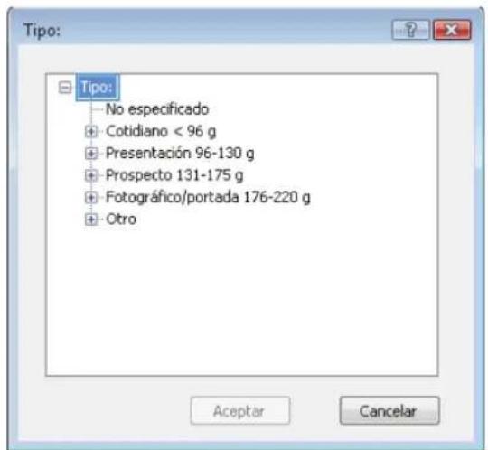 HP Color LaserJet Enterprise MFP M775 - Selección del tipo de papel (Windows) - 4
