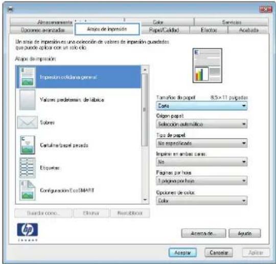 HP Color LaserJet Enterprise MFP M775 - Uso de un atajo de impresión (Windows) - 2