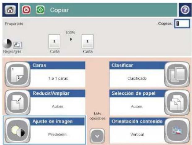 HP Color LaserJet Enterprise MFP M775 - Ajuste del brillo/oscuridad de la copia - 2