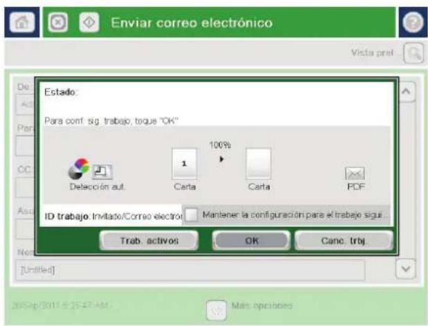 HP Color LaserJet Enterprise MFP M775 - Envío de un documento escaneado a una o más direcciones de correo electrónico - 8