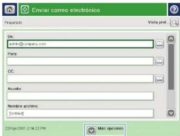 HP Color LaserJet Enterprise MFP M775 - Envío de un documento escaneado a una o más direcciones de correo electrónico - 5