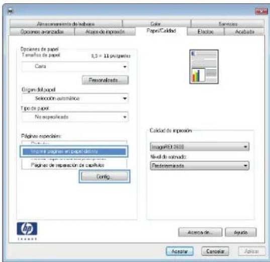 HP Color LaserJet Enterprise MFP M775 - Impresión de la primera o la última página en un papel diferente (Windows) - 3