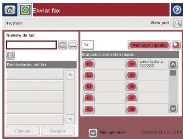 HP Color LaserJet Enterprise MFP M775 - Envío de un fax con introducción manual de los números - 5