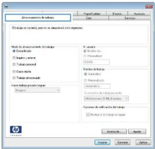 HP Color LaserJet Enterprise MFP M775 - Creación de un trabajo almacenado (Windows) - 2