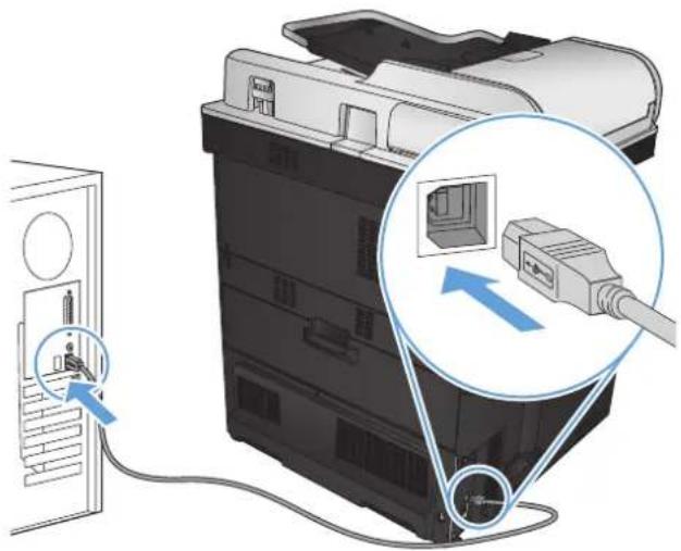 HP Color LaserJet Enterprise MFP M775 - Conexión del producto a un equipo mediante un cable USB e instalación del software (Windows) - 2