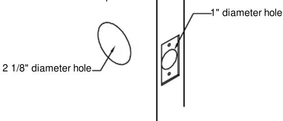 2 1/8" diameter hole 1" diameter hole