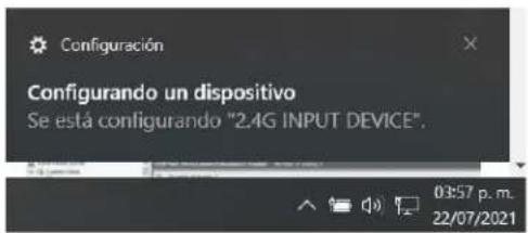 Configuración Configurando un dispositivo Se está configurando "2.4G INPUT DEVICE". 03:57 p. m. 22/07/2021