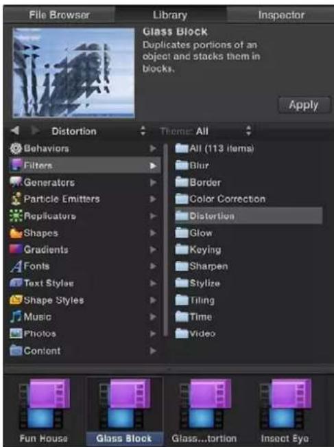 APPLE Motion 5.0 - Buscar y previsualizar filtros - 1