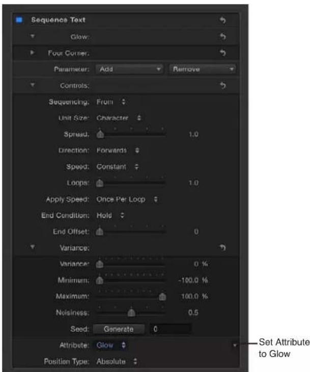 APPLE Motion 5.0 - Secuenciar la deformación de un efecto de resplandor de texto - 1