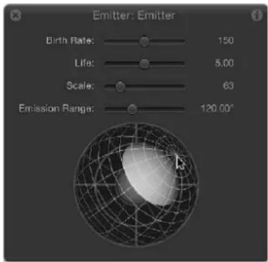APPLE Motion 5.0 - Controles de la pantalla semitransparente del emisor - 1
