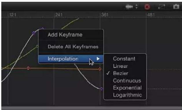 APPLE Motion 5.0 - Definir un método de interpolación para un segmento de curva - 1