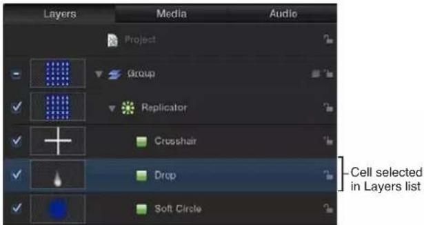 APPLE Motion 5.0 - Abrir el inspector de celdas de replicadores - 1