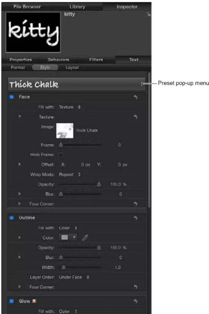 APPLE Motion 5.0 - Aplicar un estilo de texto desde el inspector de texto - 1