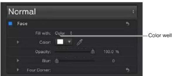 APPLE Motion 5.0 - Ajustar el color del texto en el inspector - 1