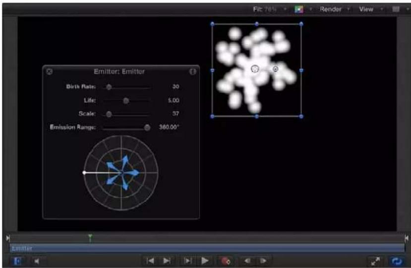 APPLE Motion 5.0 - Usar un generador como origen de celda de partícula - 5