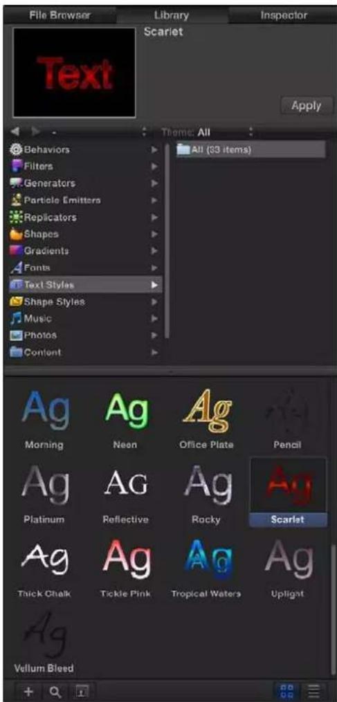 APPLE Motion 5.0 - Usar estilos de texto predefinidos - 2
