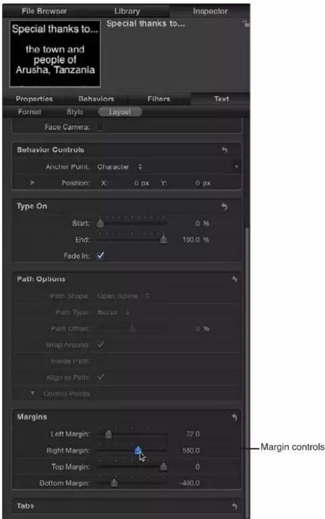 APPLE Motion 5.0 - Ajustar la anchura o altura de los márgenes de texto sin escalar el texto - 2