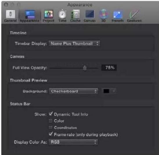 APPLE Motion 5.0 - Panel Apariencia - 1