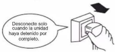 Desconecte solo cuando la unidad haya detenido por completo.