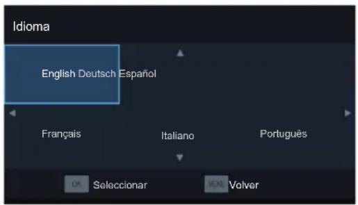 Idioma English Deutsch Español Français Italiano Português OK Seleccionar MEN Volver
