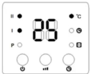 II ● I ● P ○ 88 ● °C ○ ⏰ ○ 燃 ○ ⏻ ○ ⏱ ○ Ⓤ