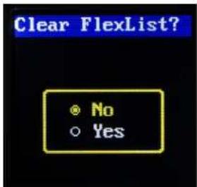 Clear FlexList? ● No ○ Yes