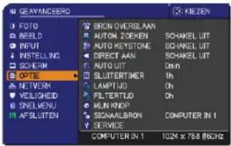 HITACHI CP-X10000W - OPTIE menu - 1