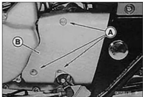 Technical diagram showing labeled components A and B with directional arrows indicating flow or movement, likely from an industrial or mechanical assembly.