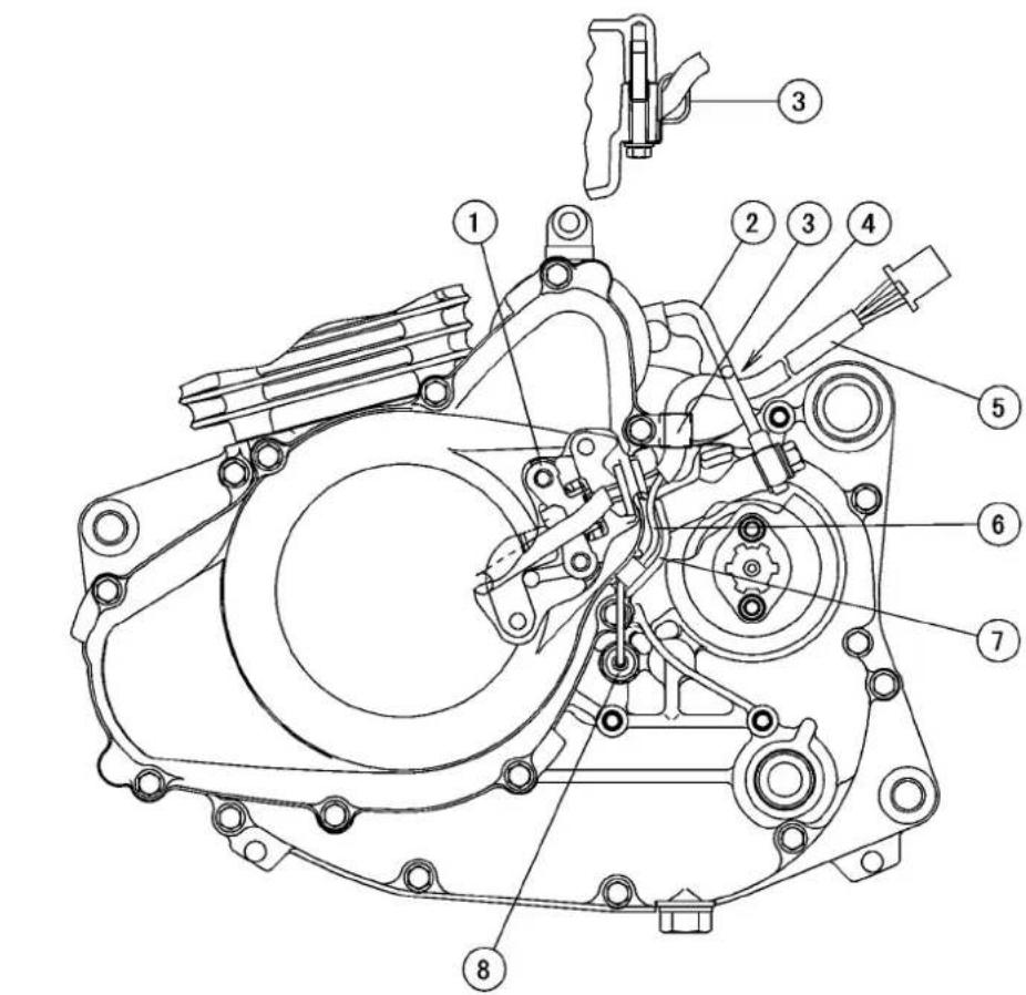 Technical diagram of a mechanical assembly with numbered components for identification