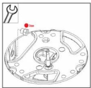 Technical diagram of a mechanical component with labeled parts and a red indicator '20mm' pointing to a specific feature.
