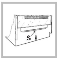 Simple line drawing of a mechanical component with labeled 'S' and directional arrow (no text or symbols beyond the label)
