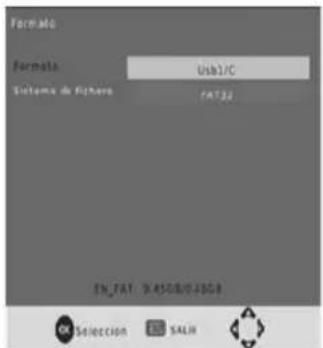 Formato Formata Usb\C Sistema de Fichero CAT32 EN_FAT 0.4508/0.2808 OK Selection SAILN