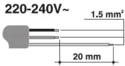 220-240V~ 1.5 mm² 20 mm