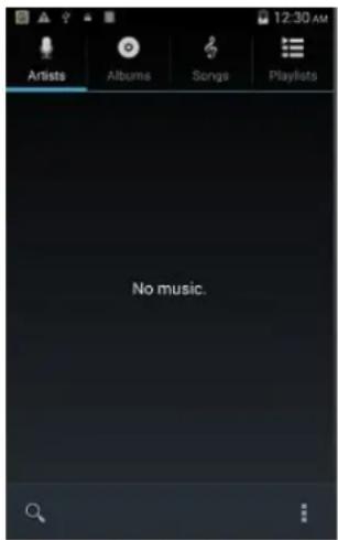 12:30 AM Artists Albums Songs Playlists No music.