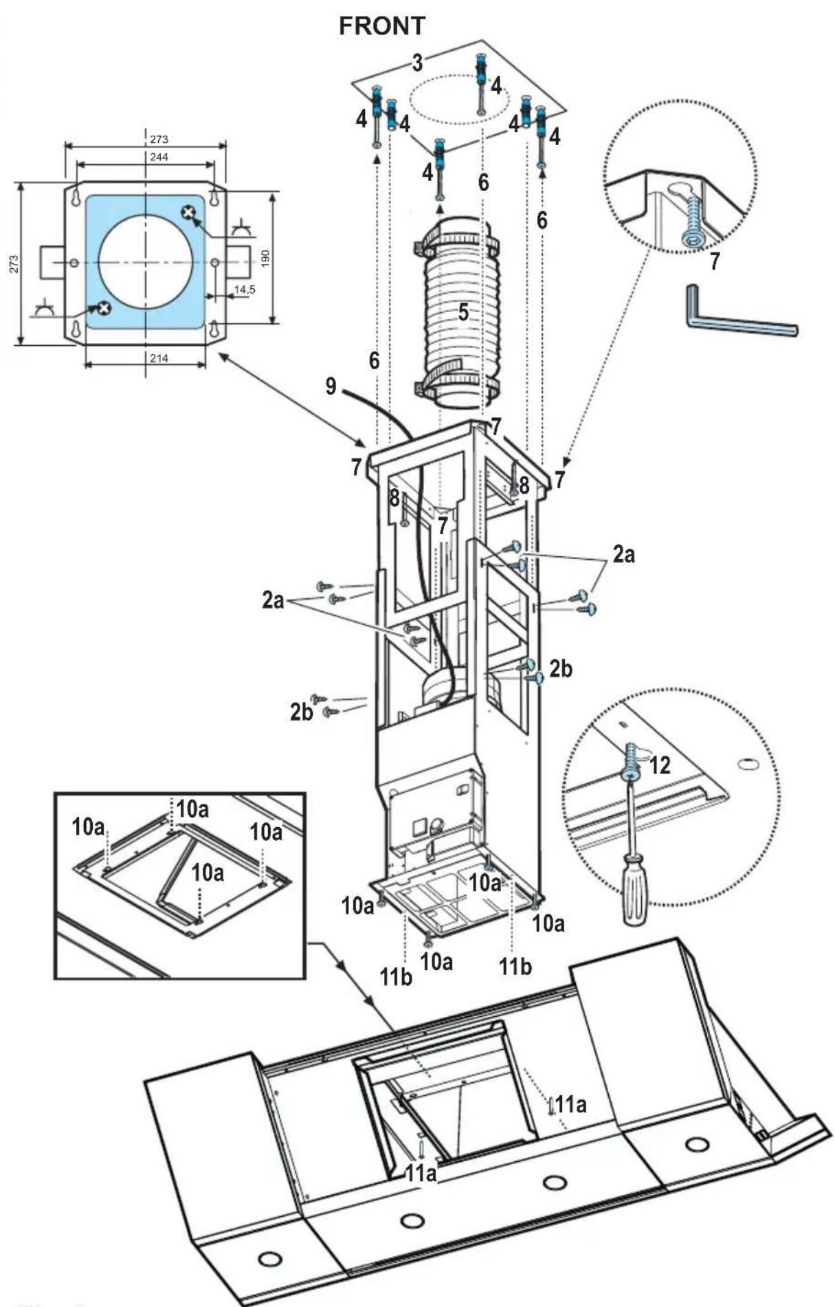 FRONT 273 244 190 14,5 214 9 6 5 7 8 7 7 2a 2b 2b 10a 10a 10a 10a 10a 10a 11b 10a 11b 11a 11a 12 7