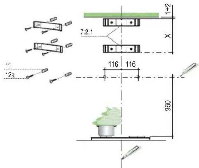 MEPAMSA Campana Stilo H - 70 - Perfuração da parede e fixação dos suportes - 1