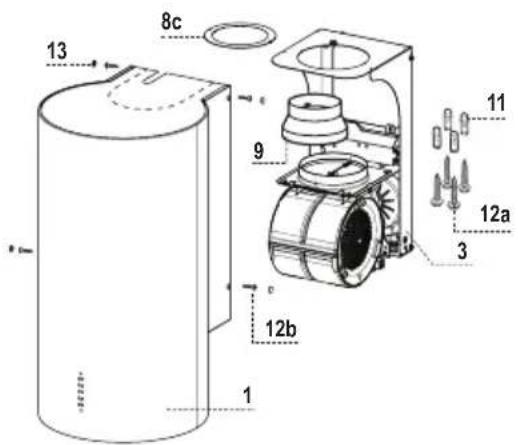 MEPAMSA Campana Cylindra pro - 70 - Ref. Cant. Componentes del Producto - 1