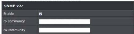 SNMP v2c Enable ro community rw community