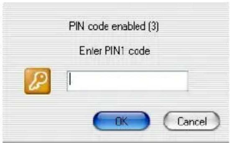 PIN code enabled (3) Enter PIN1 code OK Cancel