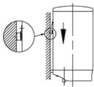Technical diagram showing a mechanical assembly with a cross-sectional view and directional arrow indicating motion or force.