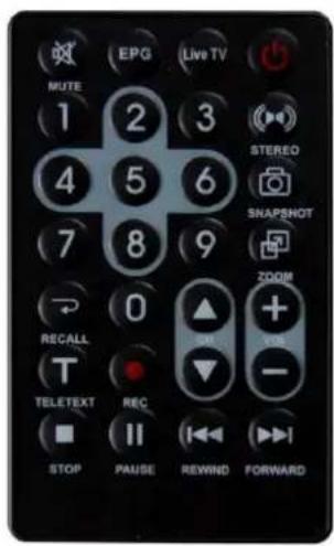 MUTE 1 2 3 STEREO 4 5 6 SNAPSHOT 7 8 9 ZOOM 0 + RECALL T OK VCE TELETEXT REC - STOP PAUSE REWIND FORWARD